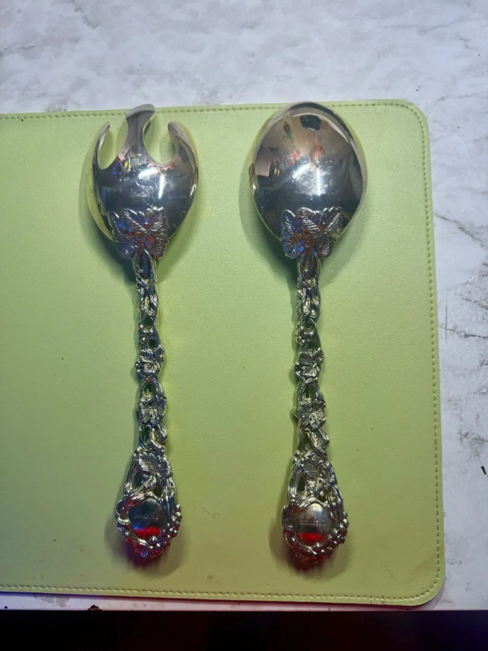 Vintage Godinger Silver Plated Salad Serving Spoon & Fork Heavy 1990s